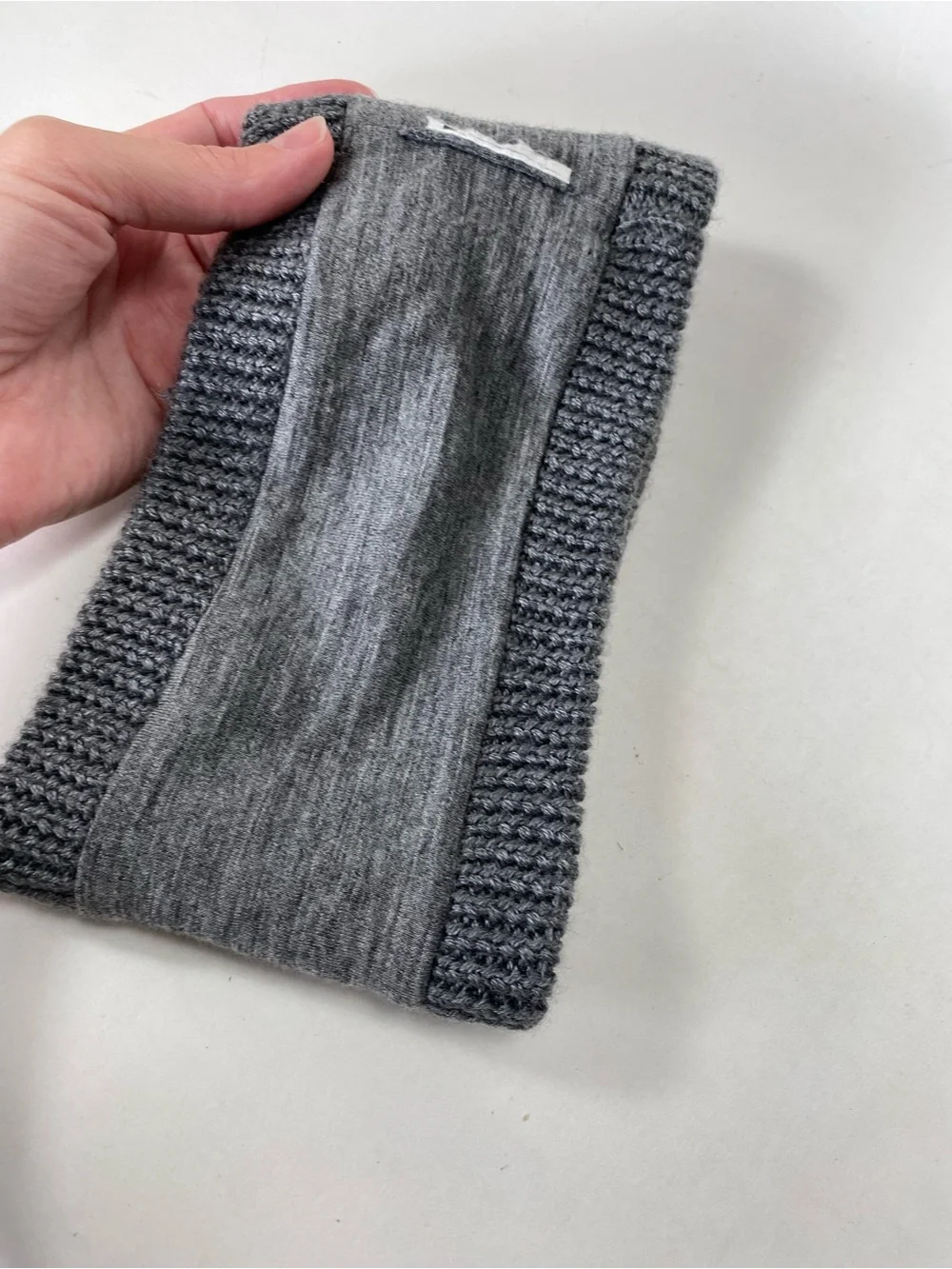Icebreaker Merino Wool Gray Waffle Knit Winter Earband Headband (lining holes)